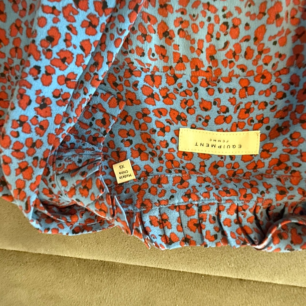 Equipment Red And Blue Patterned Blouse - image 4